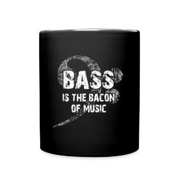 La basse est le bacon de la musique - Clef de basse - Mug uni - noir - Devant