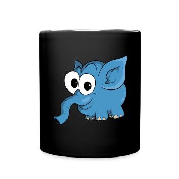 Funny blue baby elephant - Full Colour Mug - black - Front