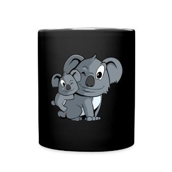 Maman et bébé koala ours - Mug uni - noir - Devant