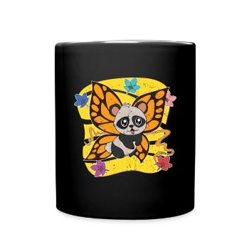 Süßer Pandabär Tier Geschenk Schmetterling Panda - Tasse einfarbig - Schwarz - Vorne