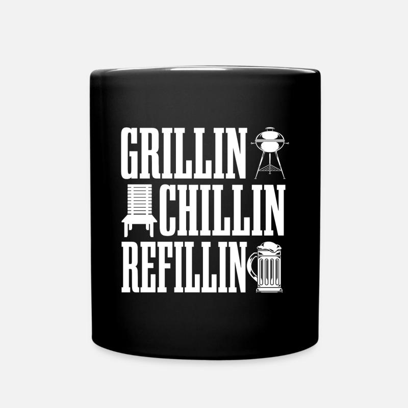 Beer Drink BBQ Party Gift Funny BBQ - Full Colour Mug - black