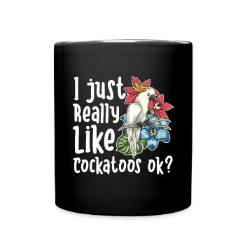 Perroquet oiseau cadeau drôle Floral cacatoès - Mug uni - noir - Devant