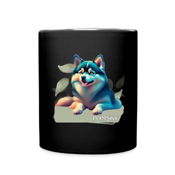 Pomsky Motif - Mug uni - noir - Devant