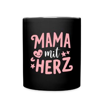 Mama mit Herz: Muttertag Geburtstag Beste Mama - Tasse einfarbig - Schwarz - Vorne