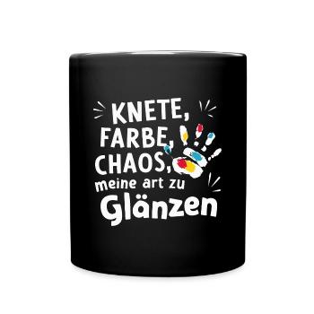 Kita-Knete-Chaos Glanz für Betreuerin Farbspaß - Tasse einfarbig - Schwarz - Vorne