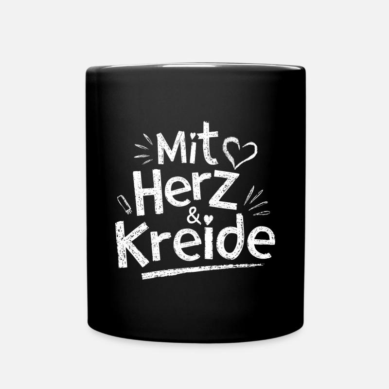 Herz & Kreide Lehrerin Erzieherin Dankeschön - Tasse einfarbig - Schwarz