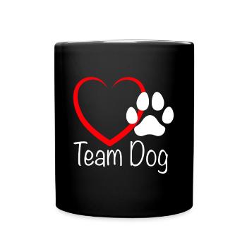 Team Dog mit Herz - Tasse einfarbig - Schwarz - Vorne