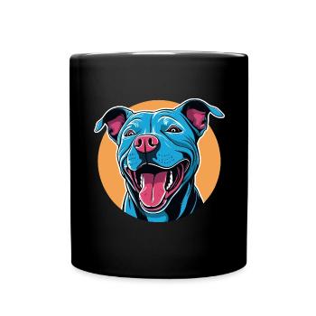 Lachender Hund - Tasse einfarbig - Schwarz - Vorne
