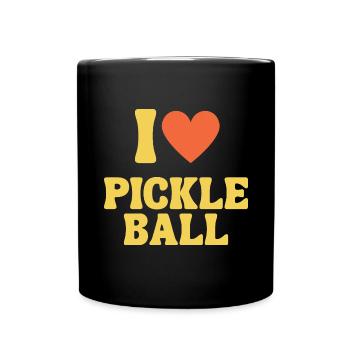 I love Pickleball Retro Pickle Ball Shirt mit Herz - Tasse einfarbig - Schwarz - Vorne