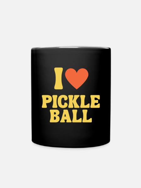 J’adore Pickleball Retro Pickle Ball Shirt with Heart - Mug uni - noir