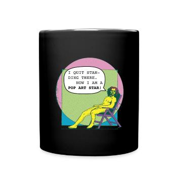Vitruvian_Man_Leonardo_Da Vinci goes Pop Art - Tasse einfarbig - Schwarz - Vorne