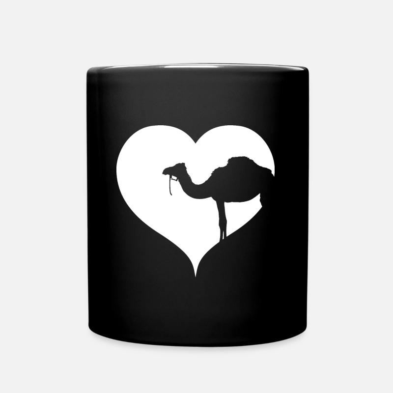 Herz Dromedar - Tasse einfarbig - Schwarz