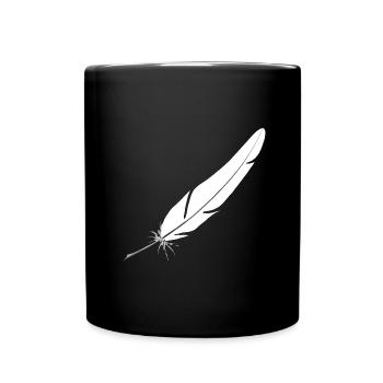 Feder weiß - Tasse einfarbig - Schwarz - Vorne