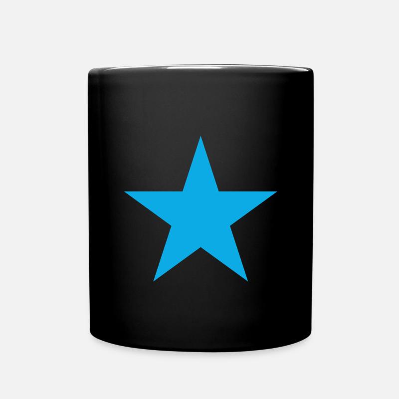 blauer Stern, blue star - Tasse einfarbig - Schwarz
