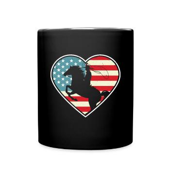 Western Riding Rodeo USA Horse Cowboy Gift - Full Colour Mug - black - Front