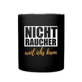 endlich Nichtraucher - Tasse einfarbig - Schwarz - Vorne