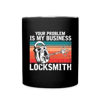No key no problem lock service design - Full Colour Mug - black - Front