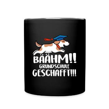 Grundschule geschafft, Schulkind, Geschenkidee - Tasse einfarbig - Schwarz - Vorne