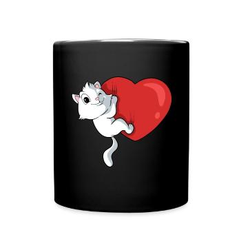 Cat Big Heart Propriétaire de chat - Mug uni - noir - Devant