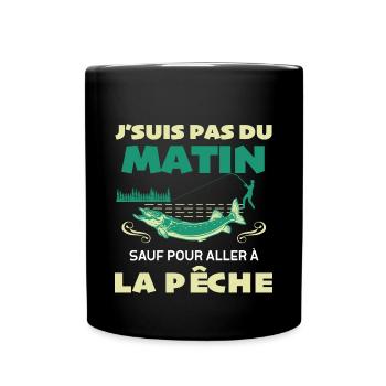 Le Matin Du pêcheur Humour Papy - Mug uni - noir - Devant