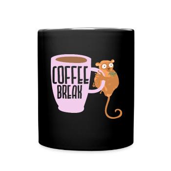 Pause café Tarsier Whisperer Buveur de caféine - Mug uni - noir - Devant