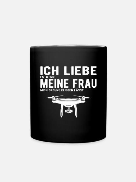 Ich Liebe meine Frau Drohne Fliegen lässt - Tasse einfarbig - Schwarz
