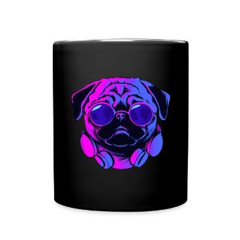 Synthwave Pug Dog Chiot - Mug uni - noir - Devant