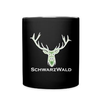 Schwarzwald Hirsch - Batik grün - Tasse einfarbig - Schwarz - Vorne