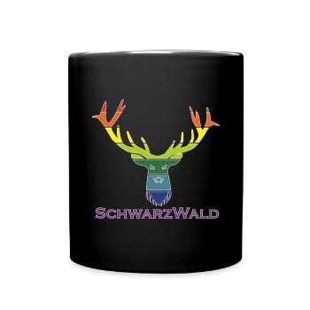 Schwarzwald Hirsch - Multi Color - Tasse einfarbig - Schwarz - Vorne