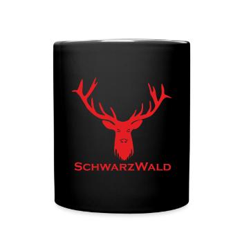 Schwarzwald Hirsch - Uni rot - Tasse einfarbig - Schwarz - Vorne