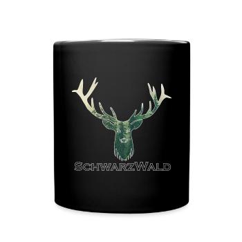 Schwarzwald Hirsch - Wald - Tasse einfarbig - Schwarz - Vorne