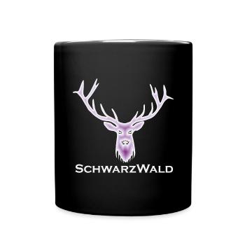 Schwarzwald Hirsch - Batik lila - Tasse einfarbig - Schwarz - Vorne