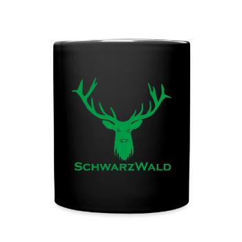 Schwarzwald Hirsch - Uni grün - Tasse einfarbig - Schwarz - Vorne