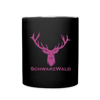 Schwarzwald Hirsch - Uni lila - Tasse einfarbig - Schwarz - Vorne
