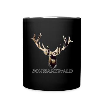 Schwarzwald Hirsch - Wald - Tasse einfarbig - Schwarz - Vorne