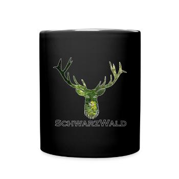 Schwarzwald Hirsch - Wald - Tasse einfarbig - Schwarz - Vorne