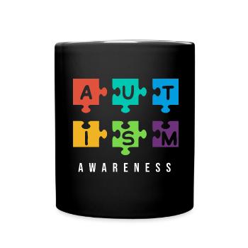 Autismus-Bewusstsein Puzzleteile - Tasse einfarbig - Schwarz - Vorne