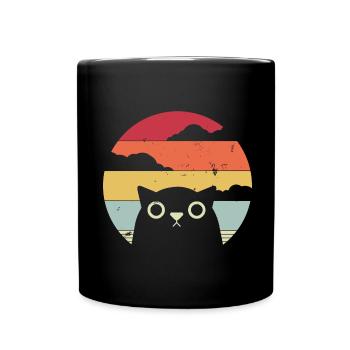 Propriétaire de chat Porte-chat Vintage Retro Cadeau - Mug uni - noir - Devant