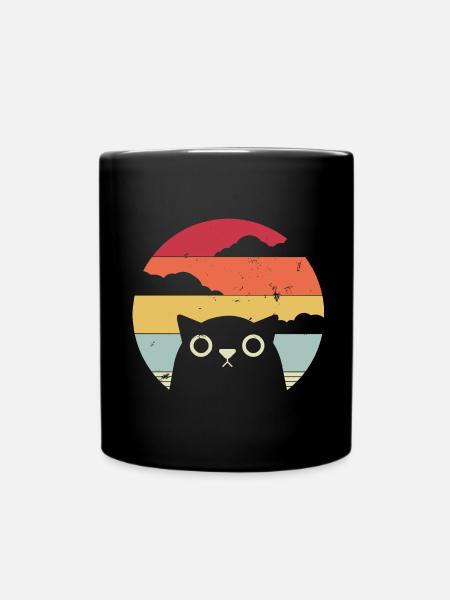 Katzenbesitzer Katze Halter Vintage Retro Geschenk - Tasse einfarbig - Schwarz