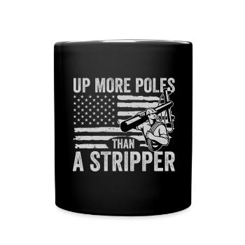 Power Lineman Power Line Electrician - Full Colour Mug - black - Front
