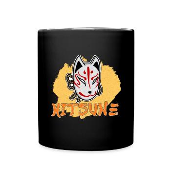 Japanische Tengu Hannya Kitsune Maske - Tasse einfarbig - Schwarz - Vorne