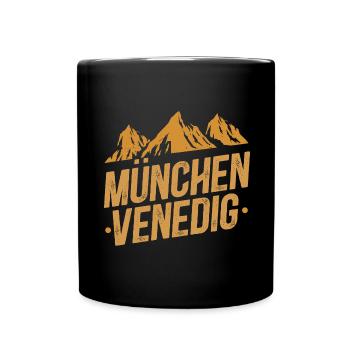 Alpenüberquerung München Venedig Fernwanderweg - Tasse einfarbig - Schwarz - Vorne