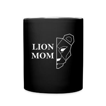 Lion Mom white Muttertag Geschenkidee - Tasse einfarbig - Schwarz - Vorne