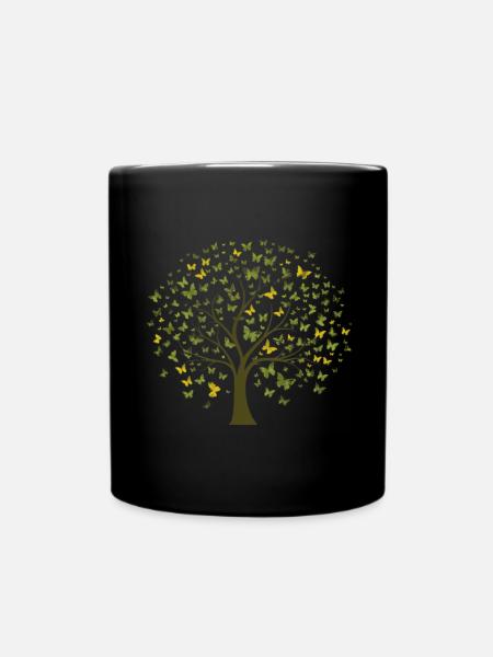 Papillon Arbre Papillons colorés Mouches - Mug uni - noir