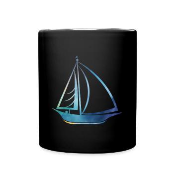 Segelschiff - Tasse einfarbig - Schwarz - Vorne