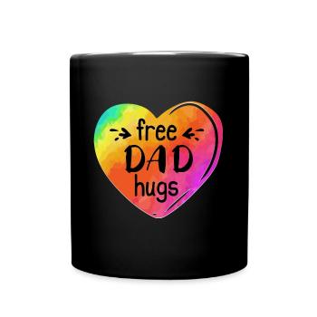 LGBTQIA LGBT Free Dad Hugs Rainbow Heart Gay Pride - Tasse einfarbig - Schwarz - Vorne