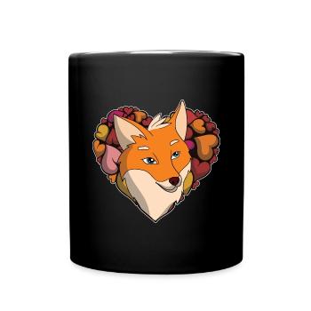 Woodland créature coeur Woodland Animal amour cadeau renard - Mug uni - noir - Devant
