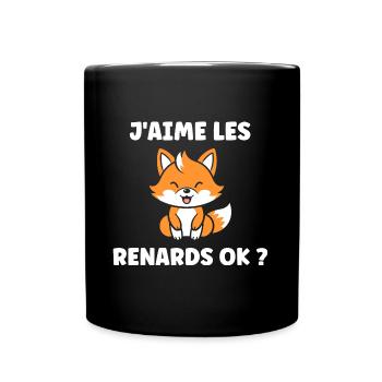 J'aime les renards - Mug uni - noir - Devant