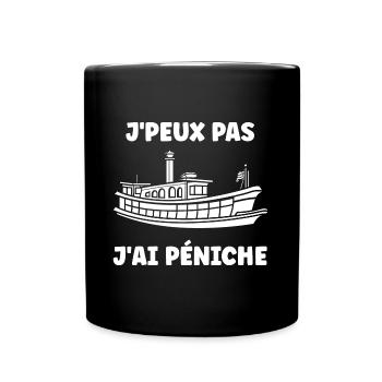 Bateau humour péniche - Mug uni - noir - Devant
