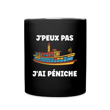 Bateau humour péniche - Mug uni - noir - Devant
